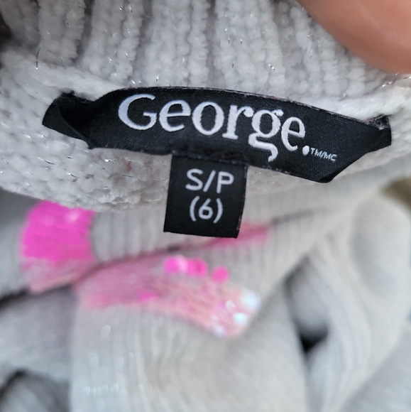 Girl's George Silver Size 6 Velour Ribbed Sequin Pullover Sweater - Picture 4 of 4